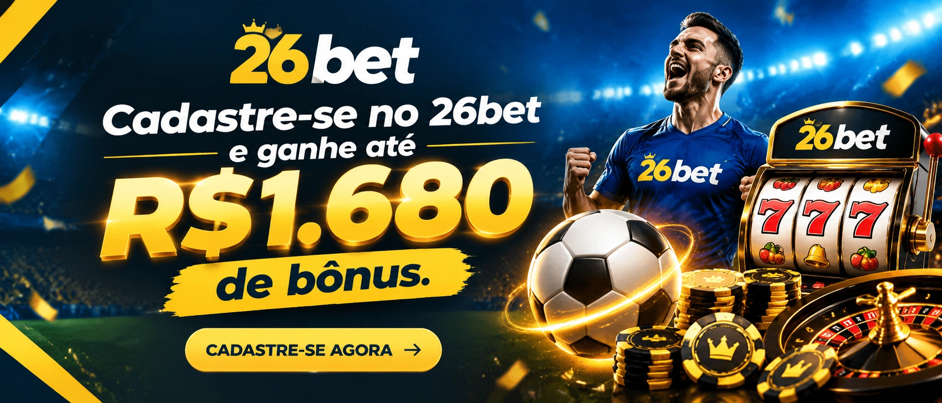 Painel inicial da 26bet com visão geral de cassino online e áreas de acesso