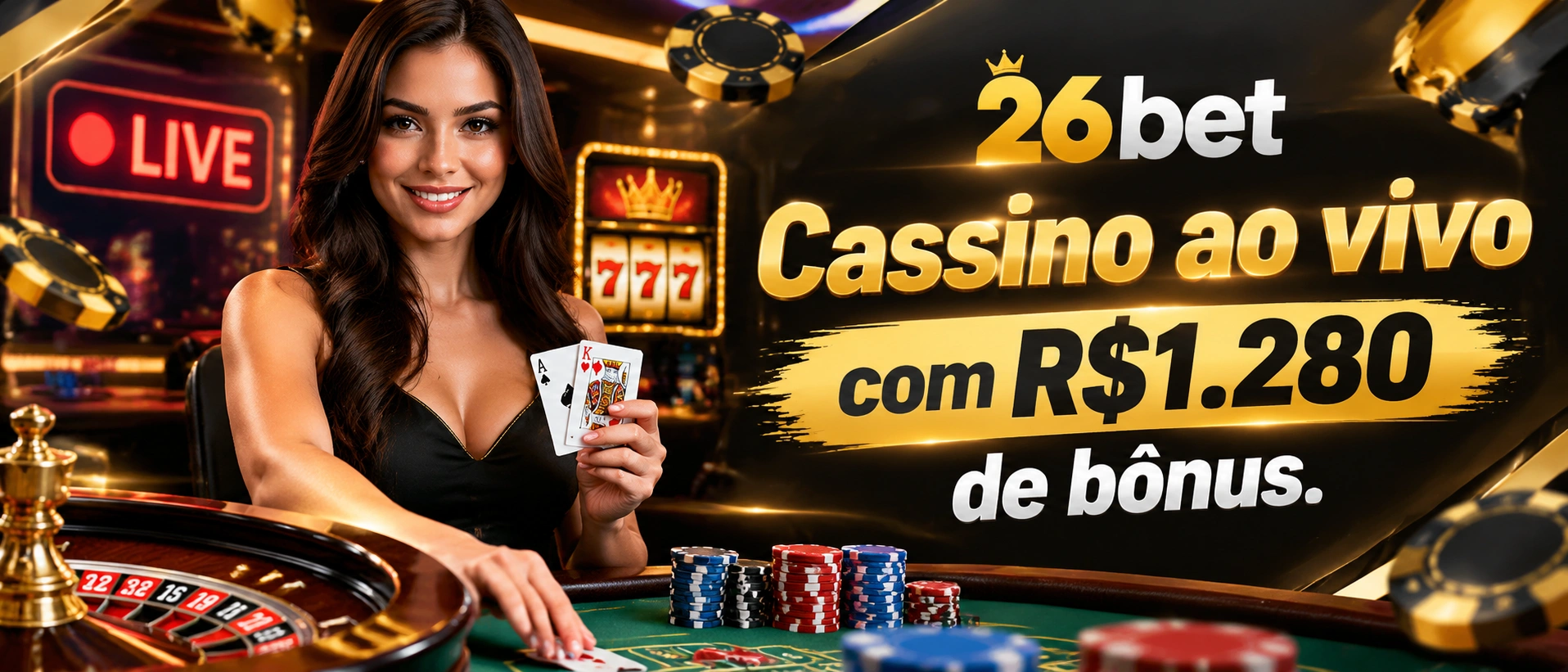 Tela de cassino ao vivo da 26bet com mesa em destaque