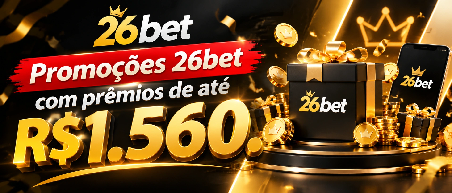 Tela de promoções da 26bet com destaque para campanhas, bônus e benefícios do site
